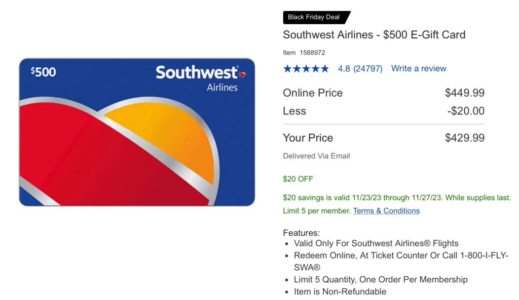 Black friday sale southwest airlines deals